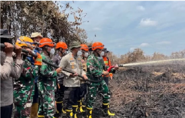 Karhutla Riau Jadi Sorotan Pusat, Pangdam 1 BB Tinjau Langsung Karhutla di Rokan Hilir